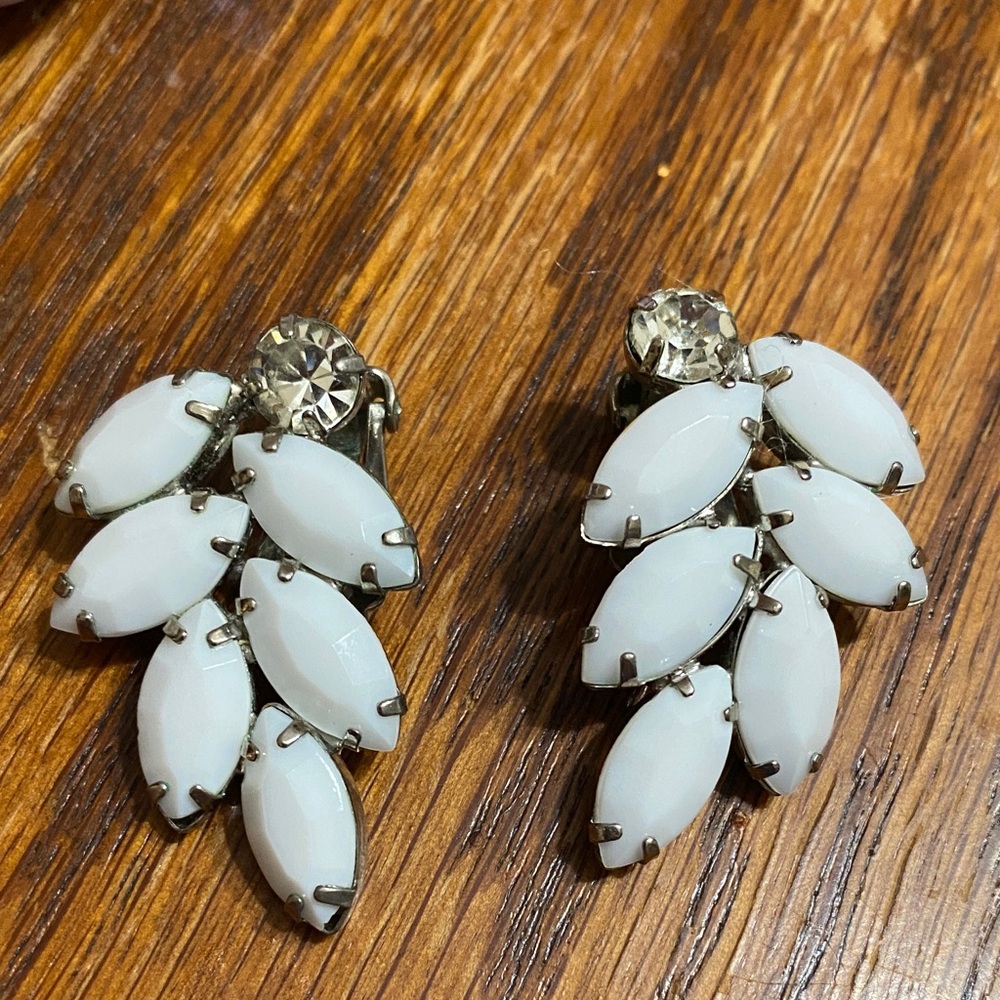 Albert Weiss White Leaf Earrings